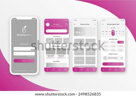 Beauty salon booking app vector design in eps 10
