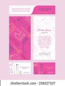 Beauty salon - brochure, business card, banners. Template design in pink colors.