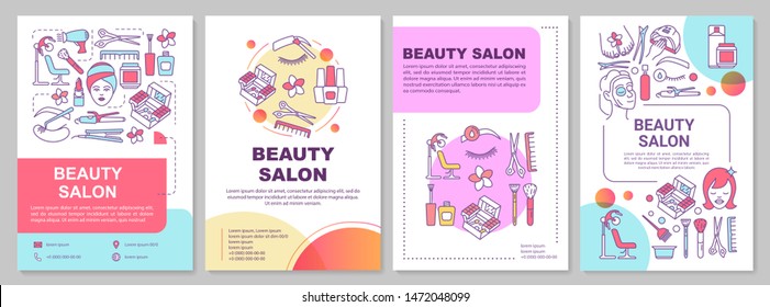 Beauty salon brochure template layout. Flyer, booklet, leaflet print design with linear illustrations. Cosmetology procedures. Vector page layouts for magazines, annual reports, advertising posters