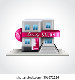 Beauty salon building isolated high detailed vector illustration