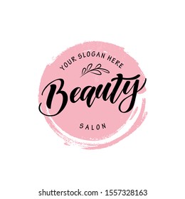 Beauty salon calligraphy lettering  logo template. Vector illustration.