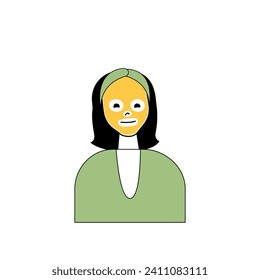 Beauty salon concept with cartoon people in flat design for web. Woman making skincare procedure with moisturizing facial mask. Vector illustration for social media banner, marketing material.