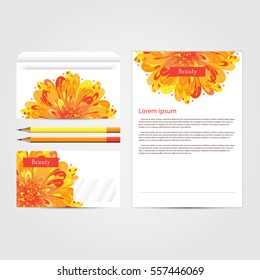 Beauty salon corporate concept identity template set. Business stationery mock-up  with mandala floral design. Branding design. Vector illustration.