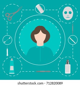 Beauty Salon. Dermatologist tools. Equipment loops, extractors and syringe . Dermatology and cosmetology concept. Cosmetic Instrument isolated vector