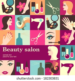 Beauty Salon Design Template Card. Vector Background 