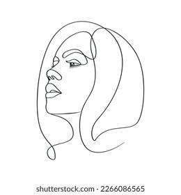 Beauty salon eyelash female face elegant continues line artwork