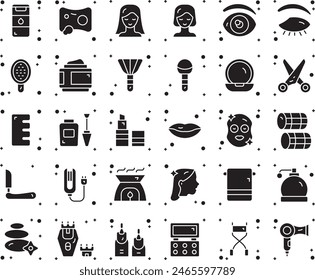 Beauty salon fill icon set vector design illustration stock