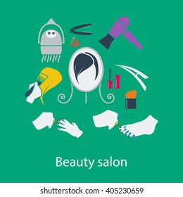 Beauty salon flat design in UI colors. Vector illustration.