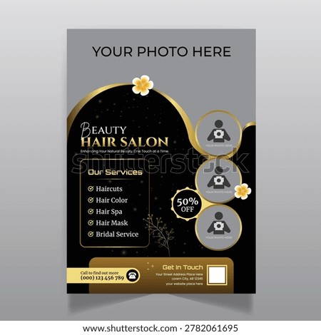 Beauty Salon Flyer Design Template – Hair, Makeup, and Spa Promotion Poster for Print and Marketing
