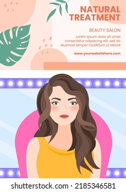 Beauty Salon Flyer Template Flat Cartoon Background Vector Illustration