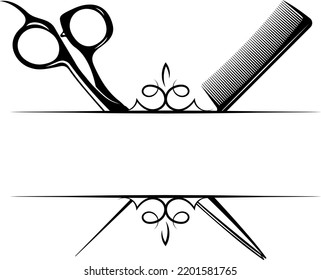 Beauty salon and hair care symbol. Scissors and comb design for stylist