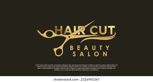 beauty salon hair cut logo design creative concept