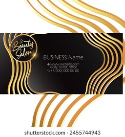 Beauty salon and hair salon, golden unique beautiful business card