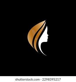 Beauty salon and hair salon vector logo template. Woman face silhouette.