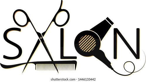 Beauty salon and hairdresser design with a tool