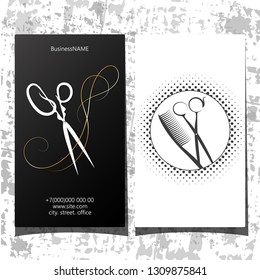 Beauty salon and hairdresser master concept business card