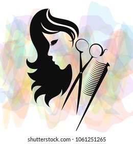 Beauty salon and hairdresser silhouette for business