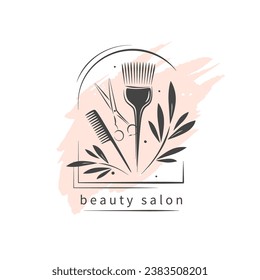 Salón de belleza. Peluquería. Ilustración vectorial en blanco y negro