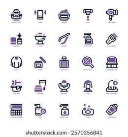 Beauty Salon icon pack for your website, mobile, presentation, and logo design. Beauty Salon icon dual tone design. Vector graphics illustration and editable stroke.