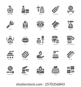 Beauty Salon icon pack for your website, mobile, presentation, and logo design. Beauty Salon icon glyph design. Vector graphics illustration and editable stroke.