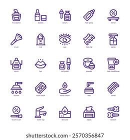 Beauty Salon icon pack for your website, mobile, presentation, and logo design. Beauty Salon icon basic line grdient design. Vector graphics illustration and editable stroke.