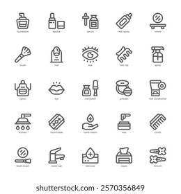 Beauty Salon icon pack for your website, mobile, presentation, and logo design. Beauty Salon icon outline design. Vector graphics illustration and editable stroke.