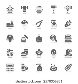 Beauty Salon icon pack for your website, mobile, presentation, and logo design. Beauty Salon icon glyph design. Vector graphics illustration and editable stroke.