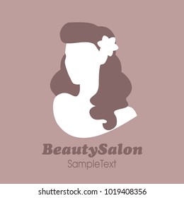 Beauty salon icon. Silhouette of pin up girl with flower in her hair