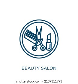 beauty salon icon. Thin linear beauty salon outline icon isolated on white background. Line vector beauty salon sign, symbol for web and mobile