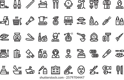 Beauty salon icons High-Quality Vector Icons Collection with Editable Stroke. Ideal for Professional and Creative Projects