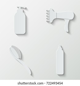 Beauty salon icons - paper  set