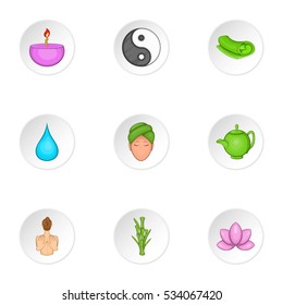 Beauty salon icons set. Cartoon illustration of 9 beauty salon vector icons for web