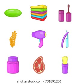 Beauty salon icons set. Cartoon set of 9 beauty salon vector icons for web isolated on white background