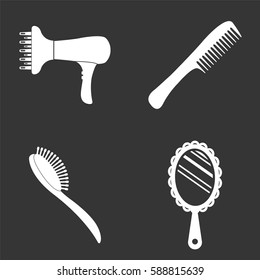 Beauty salon icons set isolated on  gray