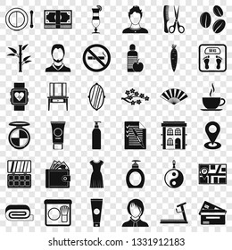 Beauty salon icons set. Simple style of 36 beauty salon vector icons for web for any design