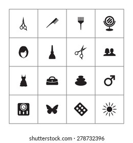 beauty salon icons universal set for web and mobile