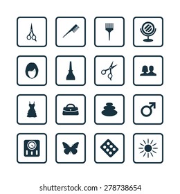 beauty salon icons universal set for web and mobile