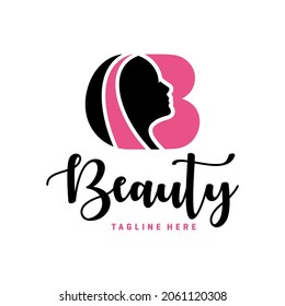 beauty salon inspiration illustration logo design with letter B