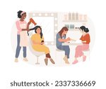 Beauty salon isolated concept vector illustration. Cosmetology salon spa, beauty parlor, professional treatment, nail studio, make up and hair stylist service, cosmetics shop vector concept.