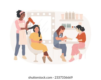 Beauty salon isolated concept vector illustration. Cosmetology salon spa, beauty parlor, professional treatment, nail studio, make up and hair stylist service, cosmetics shop vector concept.