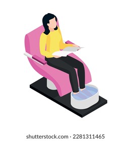 Beauty salon isometric icon with female client during pedicure procedure 3d vector illustration - Shutterstock ID 2281311465