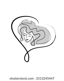 beauty salon logo. beautiful hairstyle. stylized icon female face