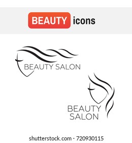 beauty salon logo. Beautiful woman vector logo template for hair salon