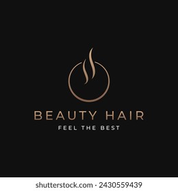 Beauty salon logo design with hair waves and scissors concept.logo for business, salon, beauty.