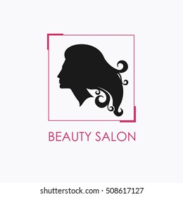 Beauty Salon logo design template with beautiful woman's profile.