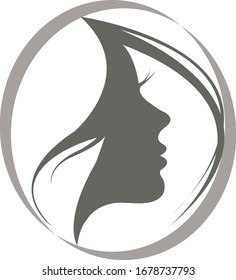 Beauty Salon Logo Girl Face Silhouette PNG Vector Illustration  