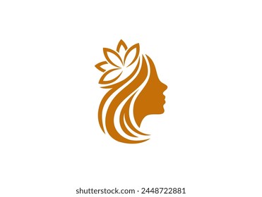 Beauty salon logo gold premium that exudes perfect beautiful girl