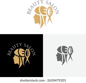 Logotipo do salão de beleza, flor de lótus rainha beleza logotipo design vetor