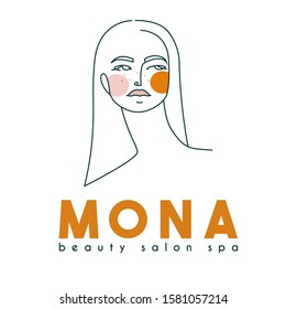 Beauty salon logo template with beautiful woman face
