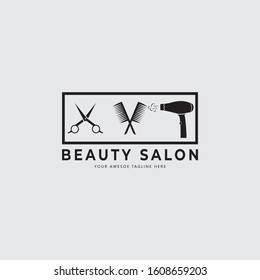 Beauty salon logo template design, hair salon, Hair cutting service.